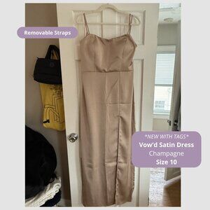 NWT Vow'd Satin Bridesmaid Dress (Champagne) Size 10